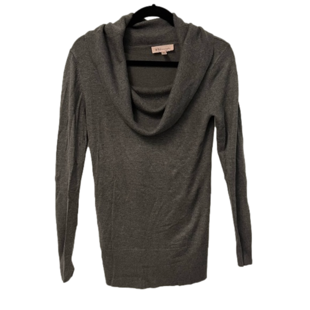 Cowl neck grey light knit sweater size small